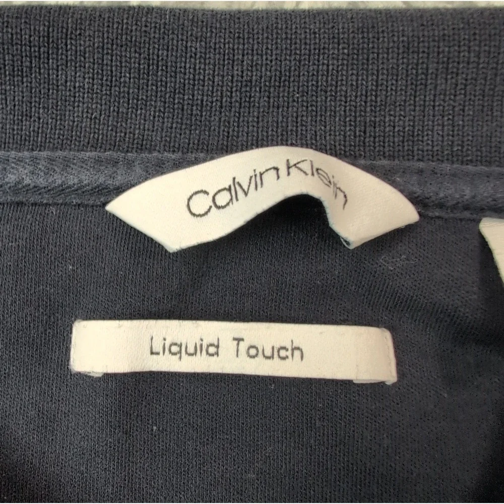 Calvin Klein Shirt Mens L Blue Polo Golf Logo CK Athletic Preppy Casual Comfort